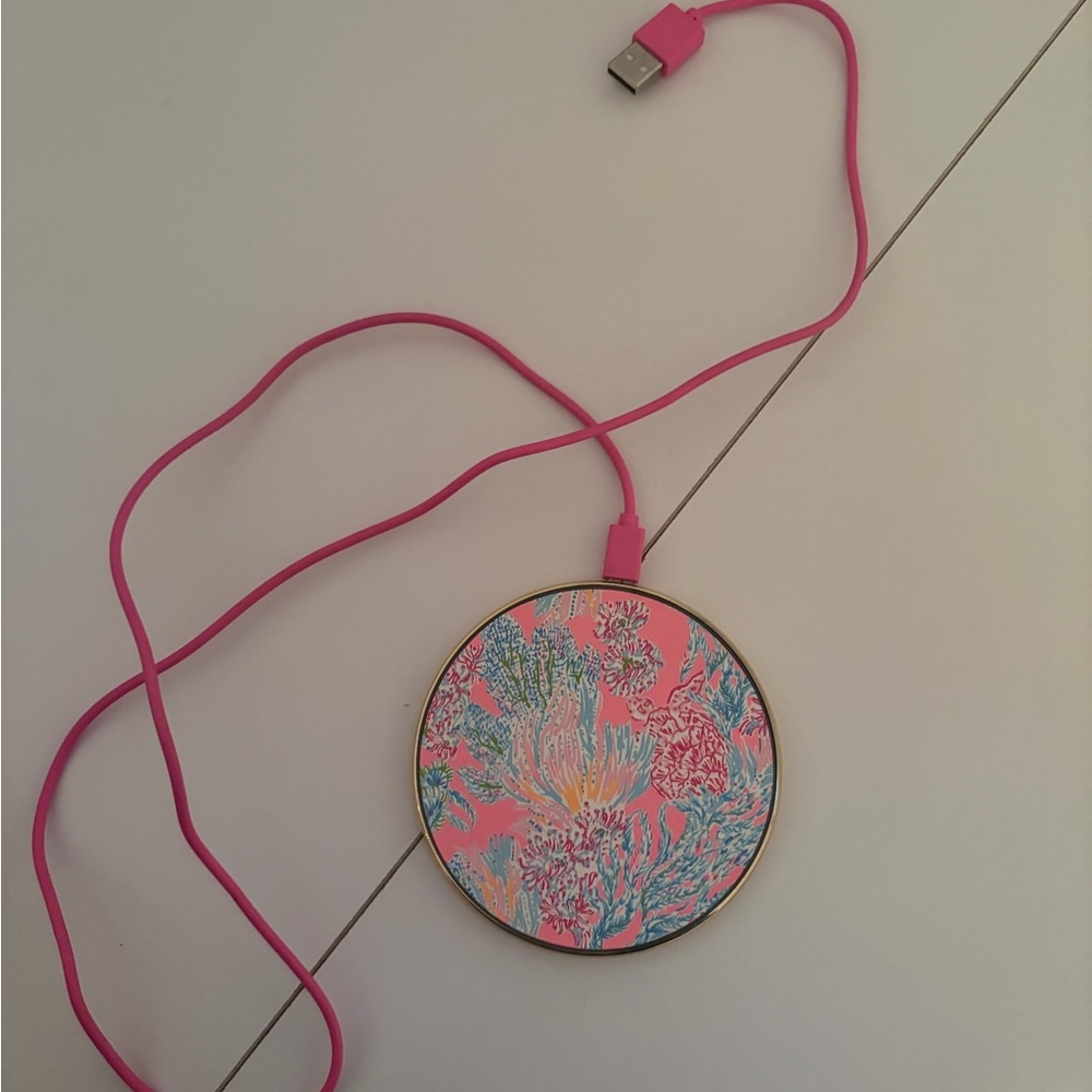 Lilly Pulitzer Wireless Charger with Pink Cable